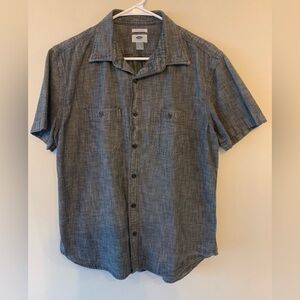 OLD NAVY Charcoal Cotton Short Sleeve Button Up